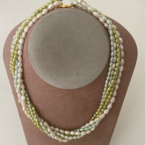 Fresh Water Pearl Necklace Set of 3 Strands Mixed Colors 36” Silver Shortener